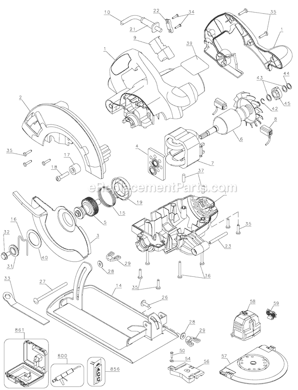Page A Diagram and Parts List for CS1000L Type 1 Black and Decker Circular Saw
